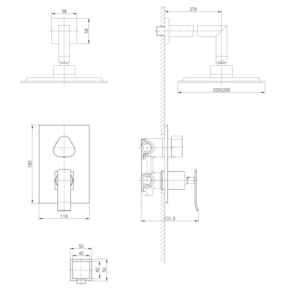 Душевой комплект Lemark Contest LM5829CW 200 мм