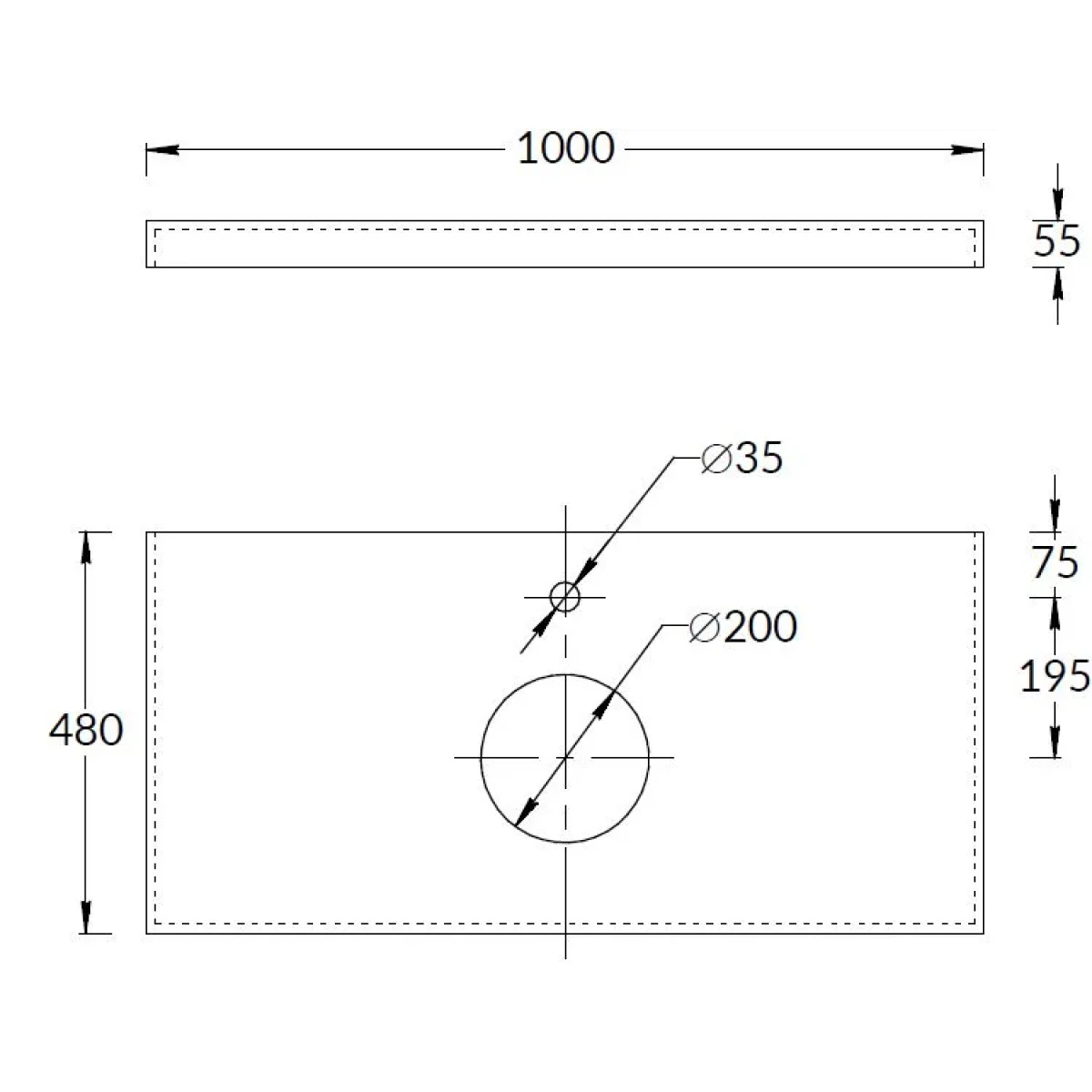 Столешница для накладных раковин Kerama Marazzi Canaletto Про Чементо CN100.DD506920R 100 см, бежевый матовый