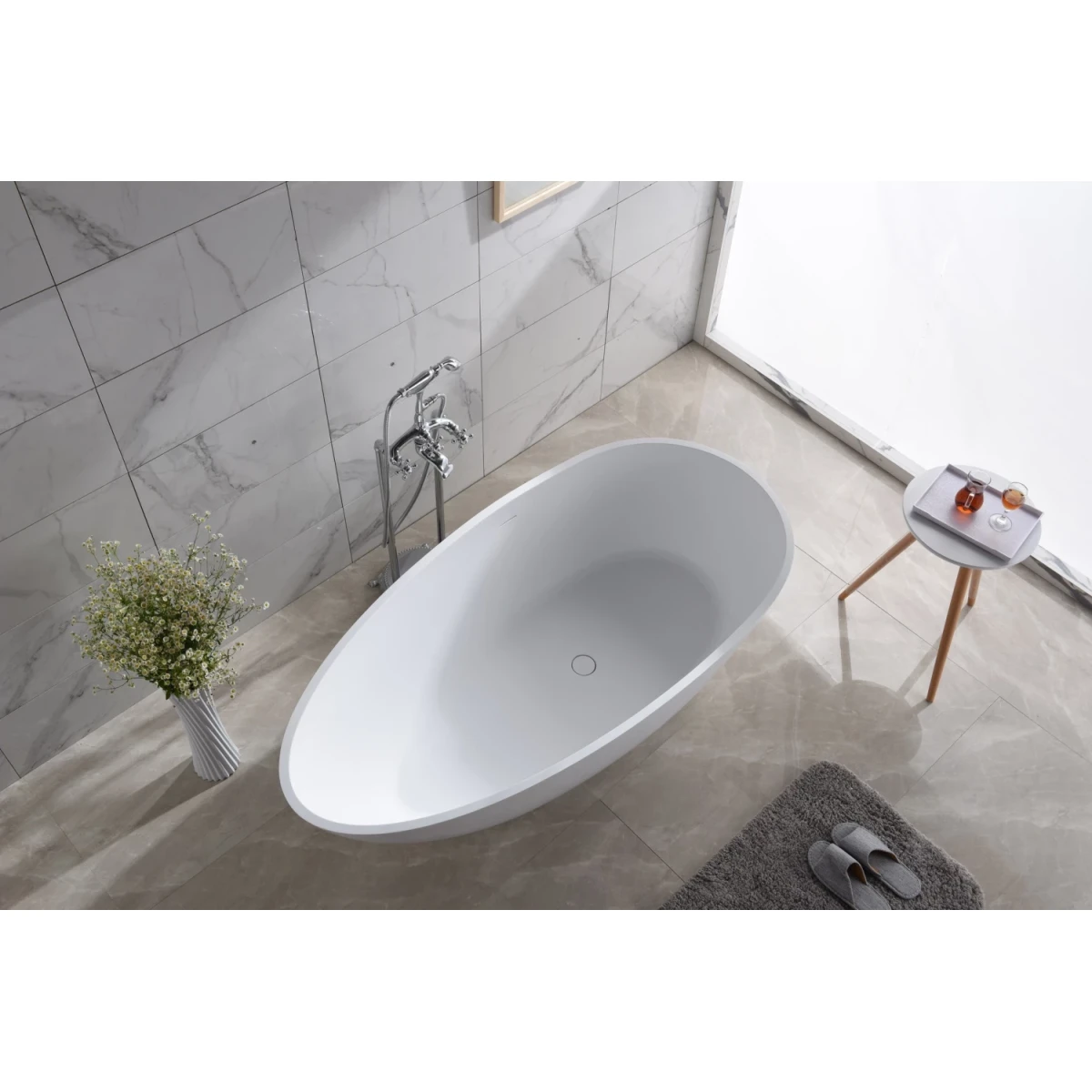 Ванна из литьевого мрамора Timo Rali Solid Surface RALI1500 150x78 см, отдельностоящая, белый матовый