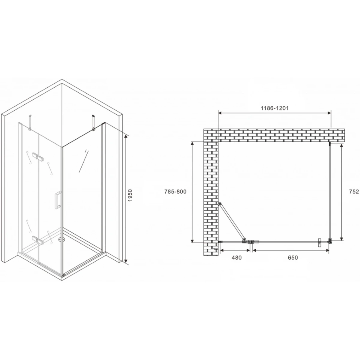 Душевой уголок Abber Zart AG08120-S81 прозрачное 120x80 см