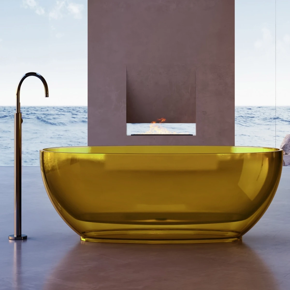 Ванна из полиэфирной смолы Abber Kristall AT9703Amber 170x75 см, отдельностоящая, желтый