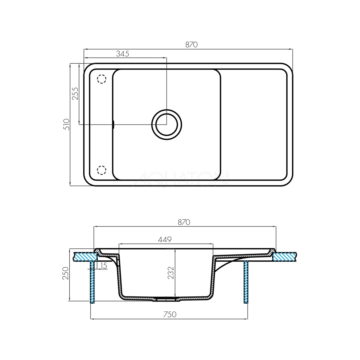 Кухонная мойка Aquaton Беллис 1A724832BS290, шампань