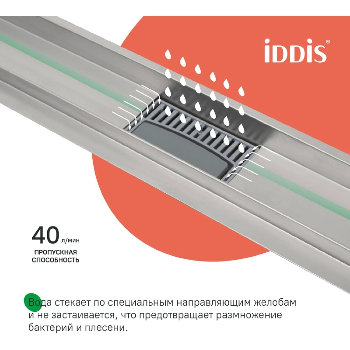 Душевой трап (лоток) Iddis Level 975A7SB10DZ 70 см, с решеткой, перфорированный, матовый хром