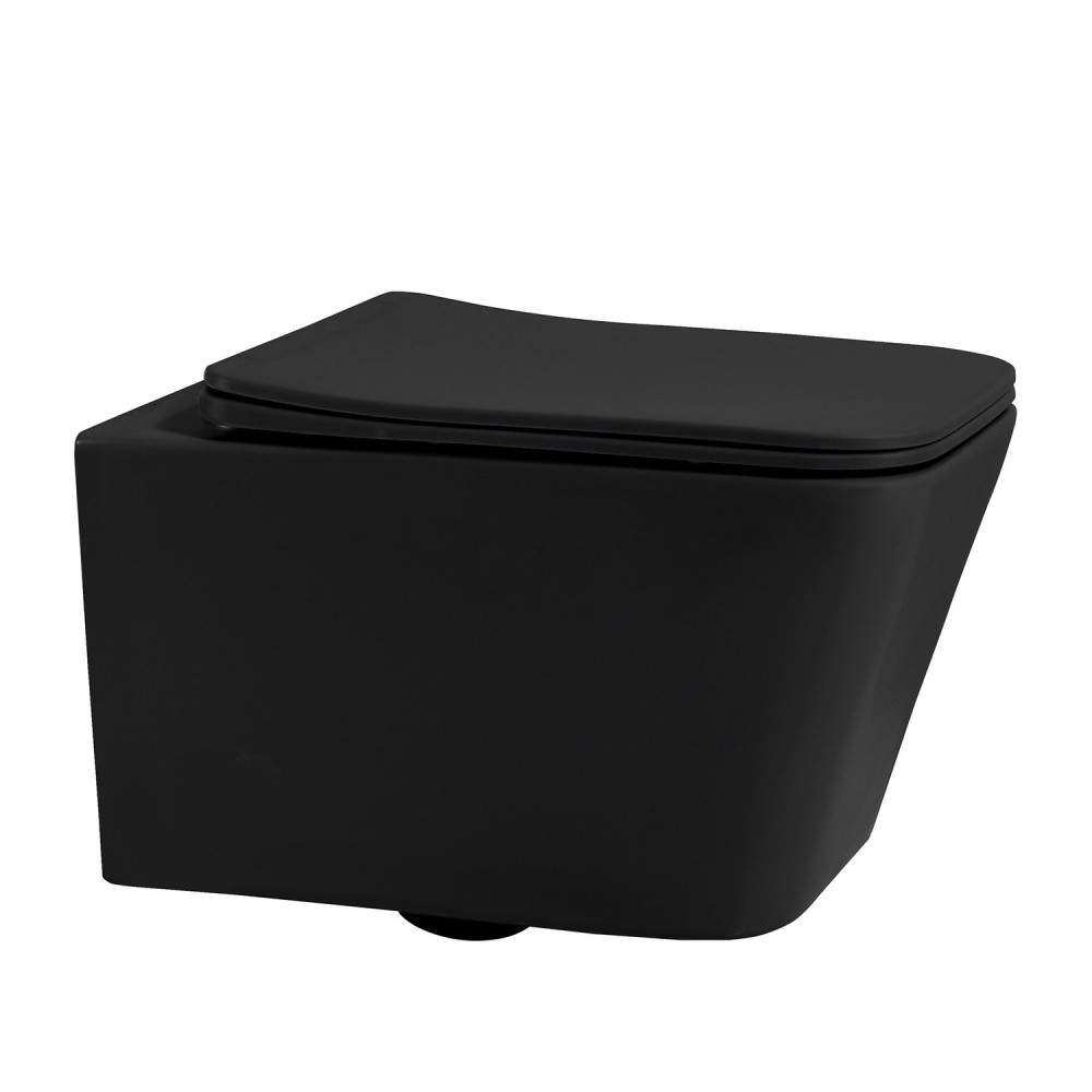 Комплект 3 в 1: Инсталляция Abber AC0105 + Унитаз Rechteck AC1201MB черный матовый + Кнопка смыва AC0121MMG золото матовое