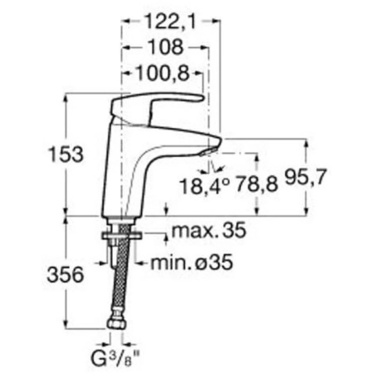 Смеситель для раковины Roca Monodin-N 5A3298C00, без донного клапана
