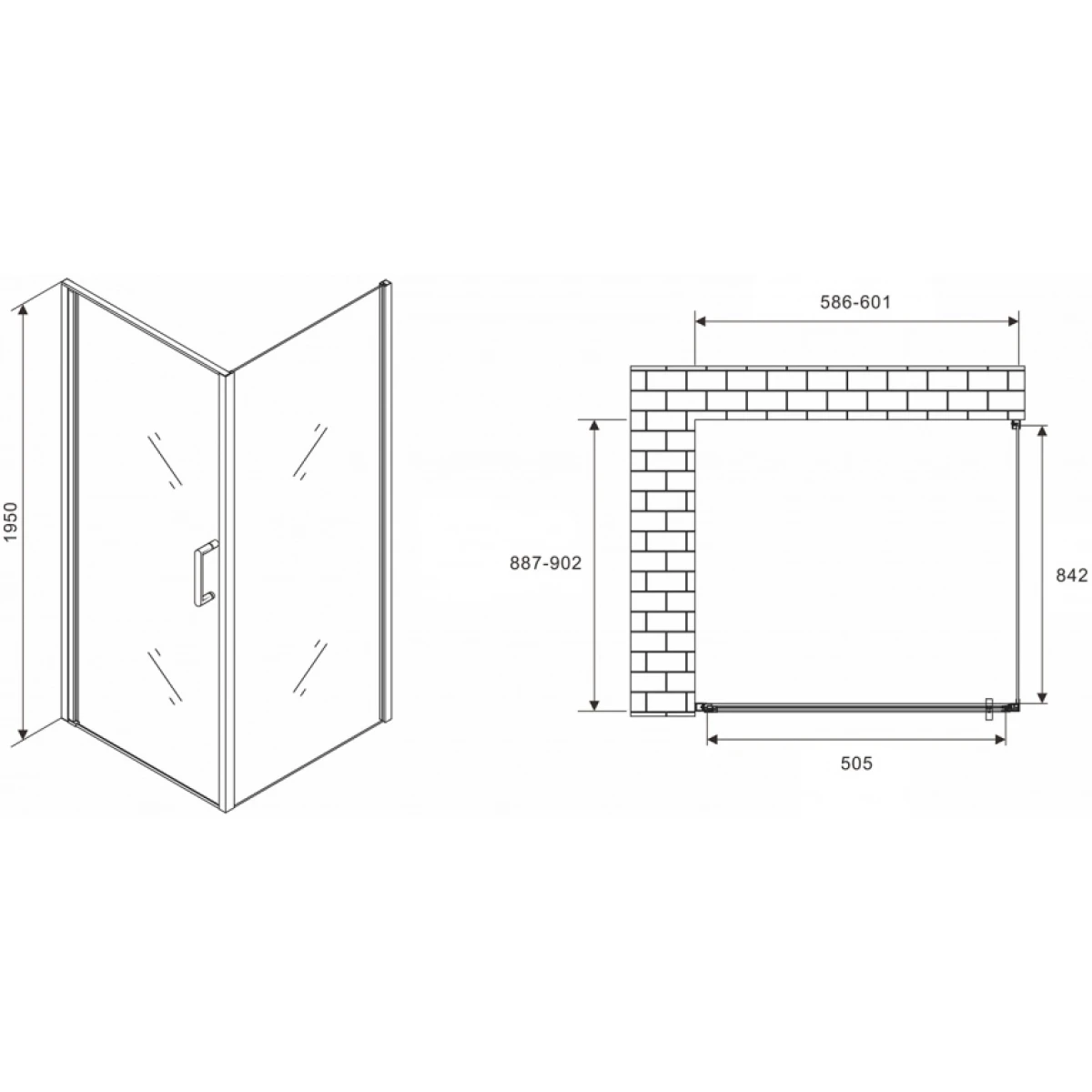 Душевой уголок Abber Sonnenstrand AG04060-S90 прозрачное 60x90 см