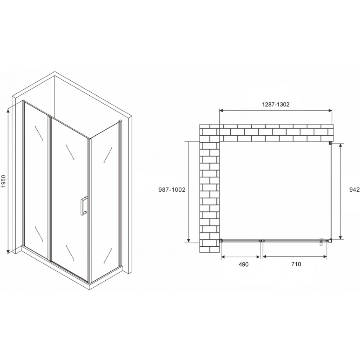 Душевой уголок Abber Sonnenstrand AG04130S-S100 прозрачное 130x100 см