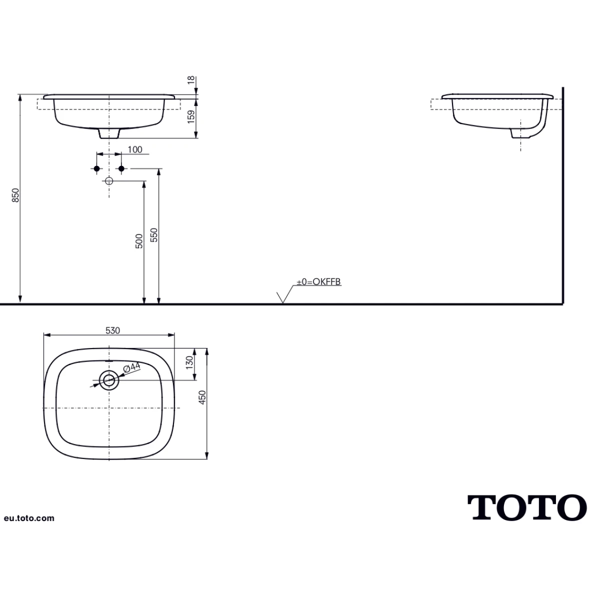 Раковина Toto Public LW763Y#XW 53x45 см