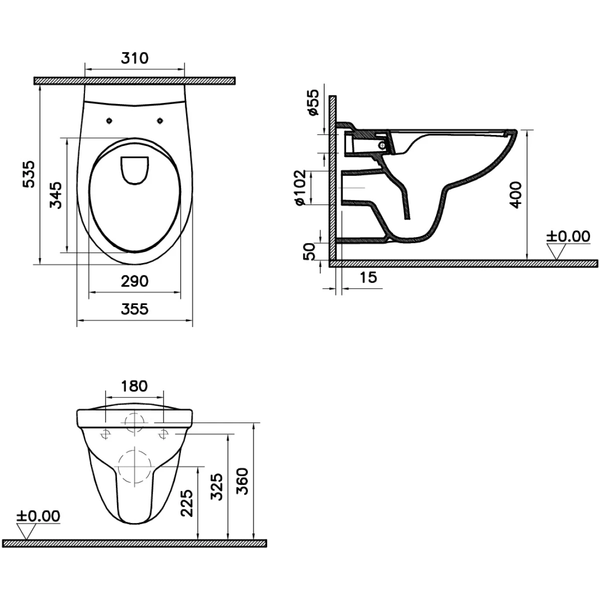 Унитаз подвесной Vitra S10 7855B003-0075 безободковый, белый