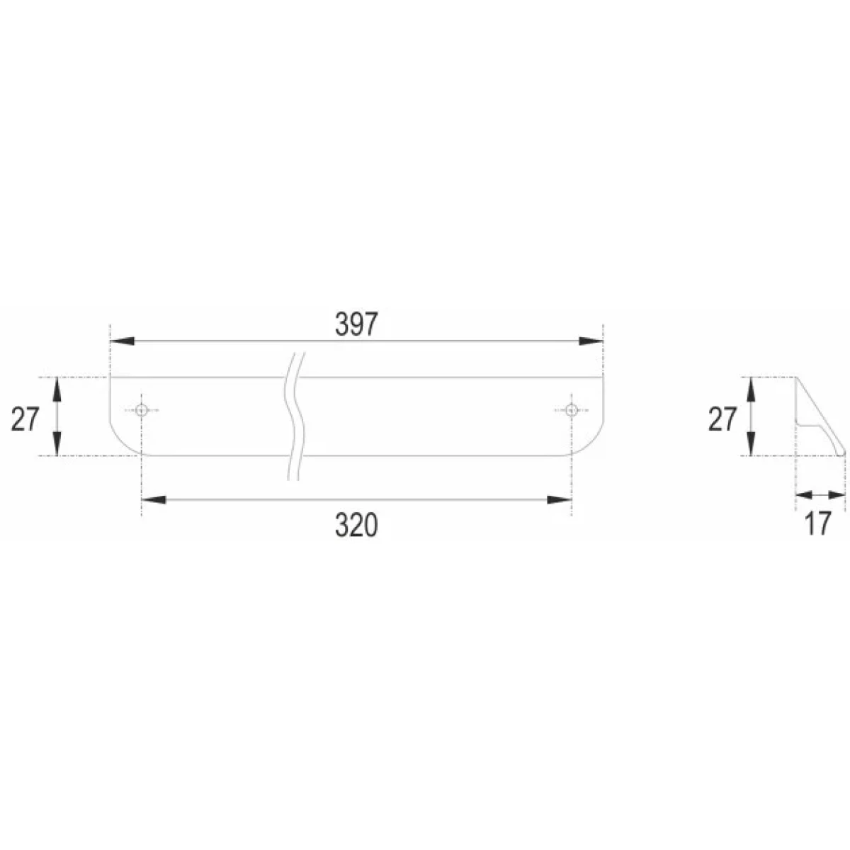 Ручка для тумбы 1 шт Cezares Eco RS156SG.3/320 39,7 см, золотой матовый