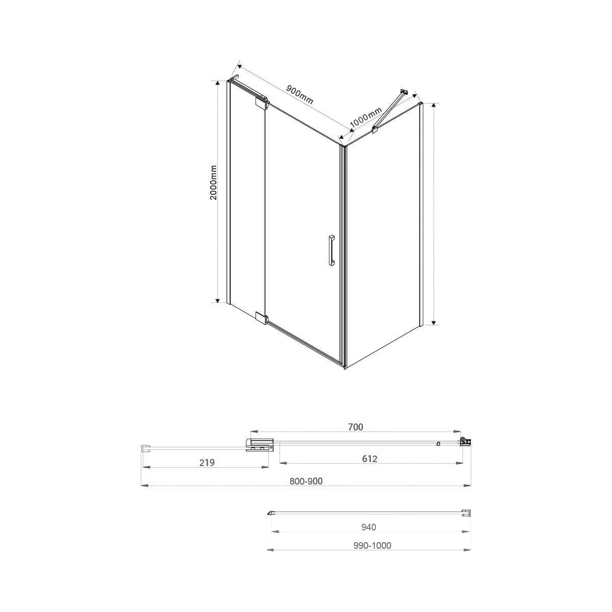 Душевой уголок 78,8-88,8x99 см Vincea Extra VSR-1E809010CL 88,8x99 см прозрачное