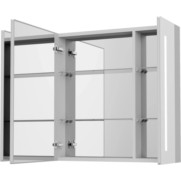 Зеркальный шкаф Jacob Delafon Madeleine EB2208-NF 100x80 см L, с LED-подсветкой, сенсорным выключателем, диммером, антизапотеванием, алюминий
