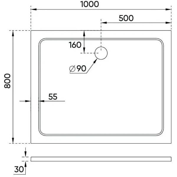 Душевой поддон из литьевого мрамора Veconi Tezeo Stone TZ09-10080PR-01-19C3 100x80 см