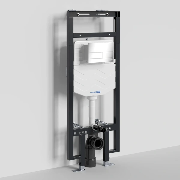 Инсталляция для унитаза WasserKRAFT Dinkel 58 58TLT.010.ME.CH04 с кнопкой смыва, хром