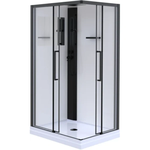 Душевая кабина Esbano Muse ESM-108CKR (Right) ESKM108CKRR 100x80x215 см L, с крышей, низкий поддон, профиль черный матовый, стекло прозрачное