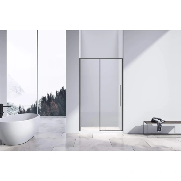 Душевая дверь Vincea Slim-N VDS-4SN120CLGM 120 см, профиль вороненая сталь, стекло прозрачное