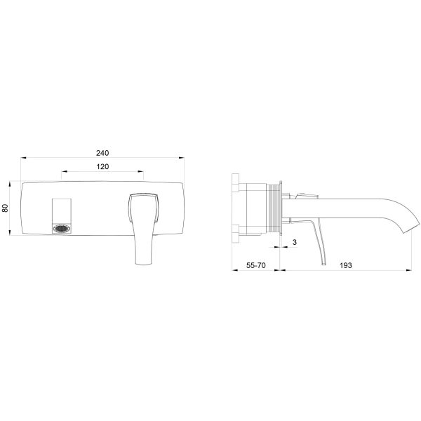 Смеситель для раковины скрытого монтажа Wonzon & Woghand Flex WW-88869072-CR, хром