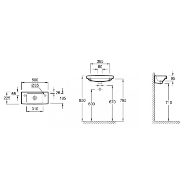 Раковина подвесная Jacob Delafon Odeon Up 50 E4699-00 50x22,5 см, белый