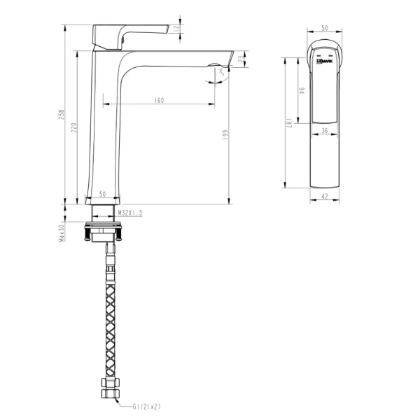 Смеситель для раковины-чаши Lemark Ursus LM7209BL с донным клапаном, черный матовый