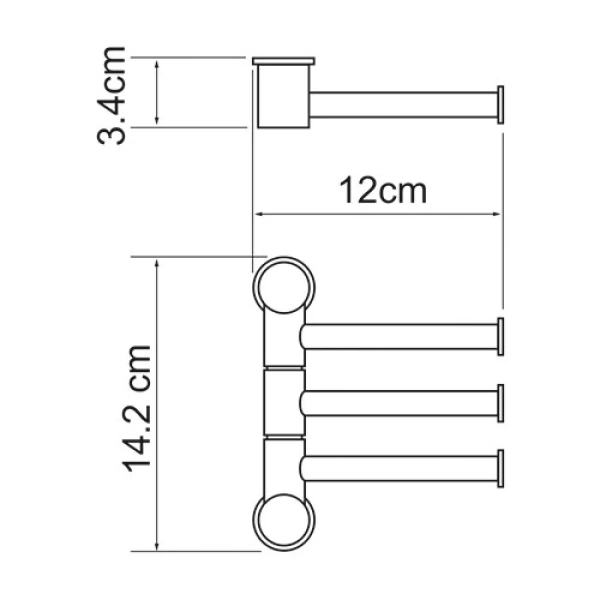Крючок WasserKRAFT K-1053W тройной, для ванны, поворотный, белый матовый