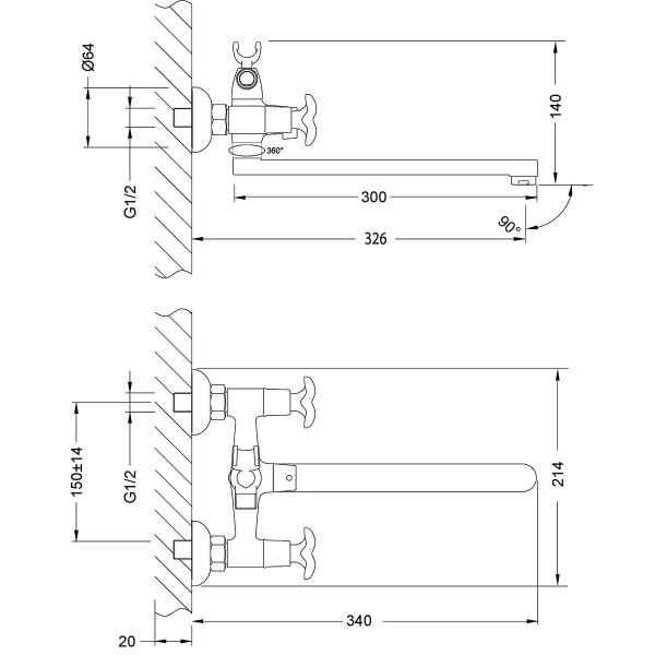 Смеситель для ванны Lemark Flora LM0152C универсальный, с душевым гарнитуром, хром