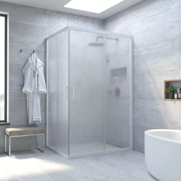Душевой уголок Vegas Glass ZA-F NOVO h2000 90*80 01 10 90x80 см, профиль белый, стекло сатин