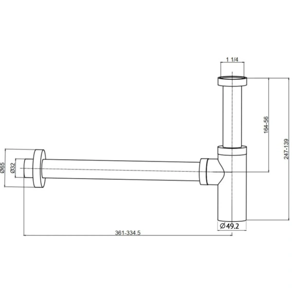 Сифон для раковины Aquame AQM7010MB 1 1/4"-32, черный матовый