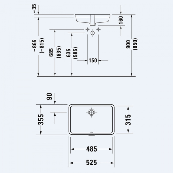 Раковина Duravit Vero 03304800001 48,5x31,5 см, встраиваемая, без отв., WonderGliss, белый
