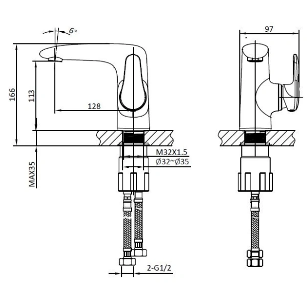 Смеситель для раковины AltroBagno Squalo AltroBagnoSqualo0106Cr