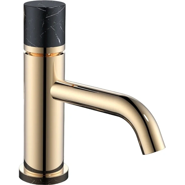 Смеситель для раковины Boheme Stick Mramor Black 121-G-MR-BLACK, золотой/черный мрамор