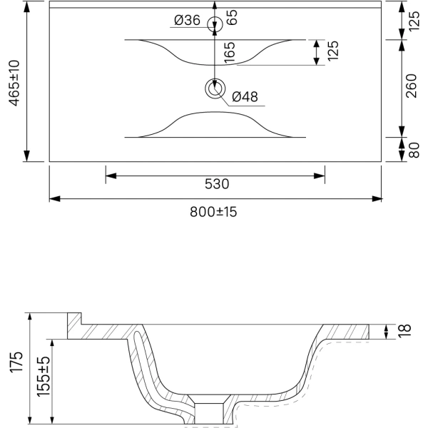 Раковина Iddis Optima Home 0138000i28 80x46,5 см, накладная, белый