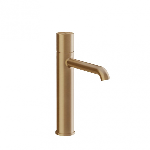 Смеситель для раковины Gessi Habito Unito средней высоты, без донного клапана 70006#726, теплая бронза брашированная PVD