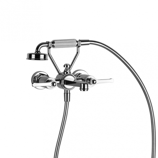Смеситель для ванны Gessi Venti20 двухрычажный, с переключателем и ручным душем 65113#031, хром