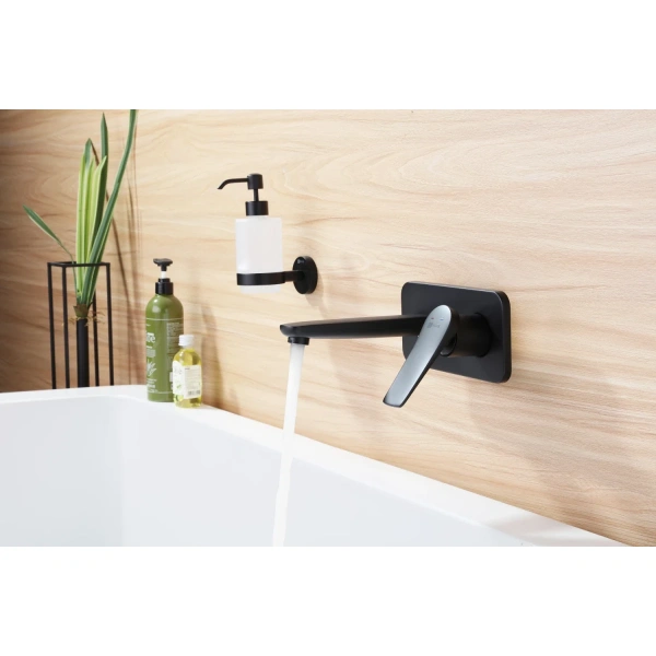 Смеситель для раковины скрытого монтажа Lemark Bronx LM3726BL, с донным клапаном, черный матовый