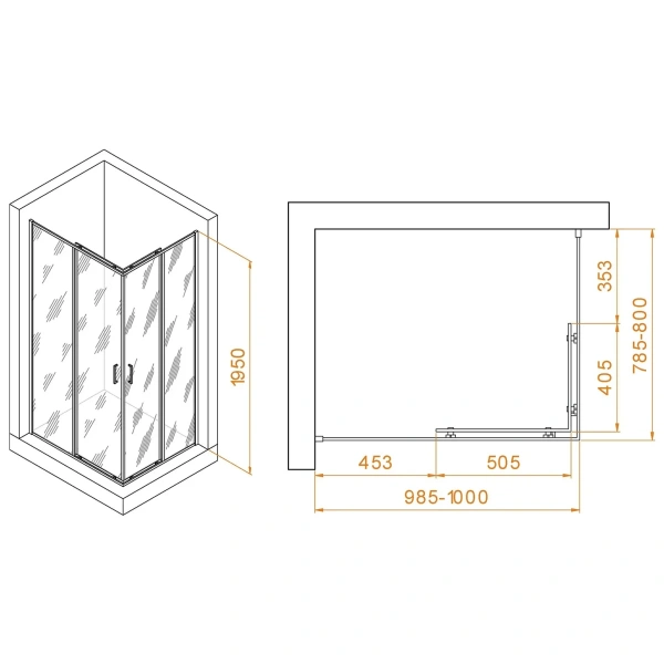 Душевой уголок RGW PA-040 Passage 3508104080-21 матовое 100x80 см