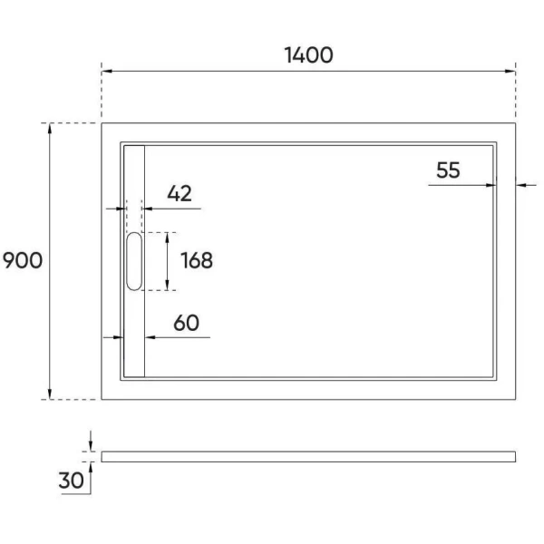 Душевой поддон из литьевого мрамора Veconi Tezeo Stone TZ07-14090PR-01-19C3 140x90 см
