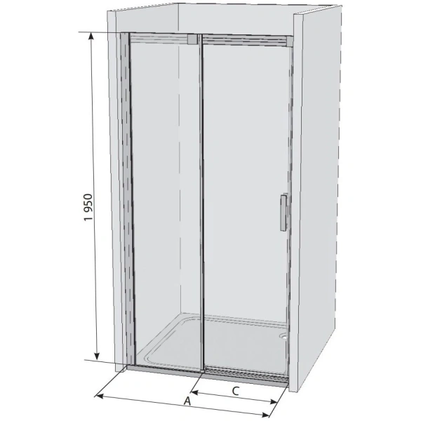 Душевая раздвижная дверь Ravak Matrix MSD2 120 L блестящий Transparent 0WLG0C00Z1