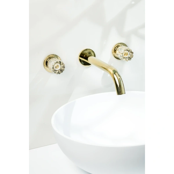 Смеситель для раковины скрытого монтажа Boheme Elegante 152-2-G-EL, золотой