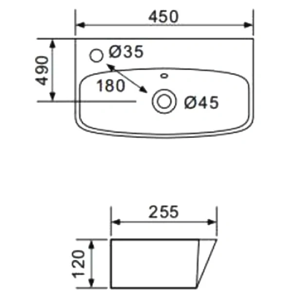 Раковина Gappo GT701 45x25,5 см, рукомойник, белый