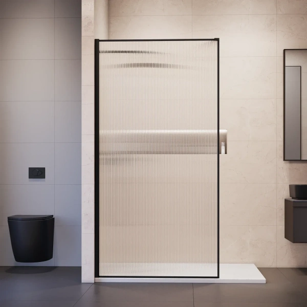 Душевая перегородка RGW WA-08B New Walk-in 81100812-154 120 см, профиль черный матовый, стекло рифленое