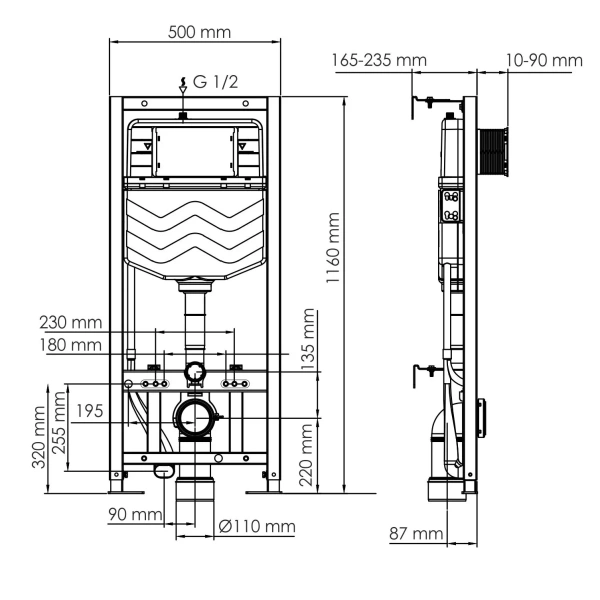 Инсталляция для унитаза WasserKRAFT Aller 10 10TLT.010.ME.MG04 с кнопкой смыва, золотой матовый