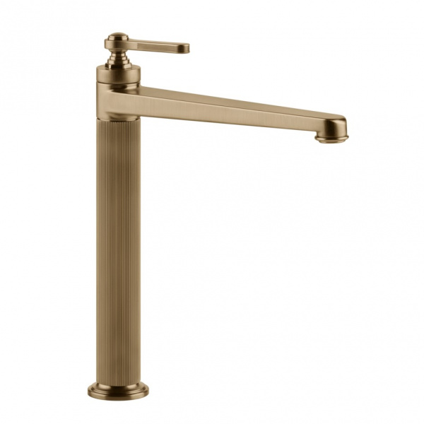 Смеситель для раковины-чаши Gessi Venti20, с донным клапаном 65003#726, теплая бронза брашированная PVD