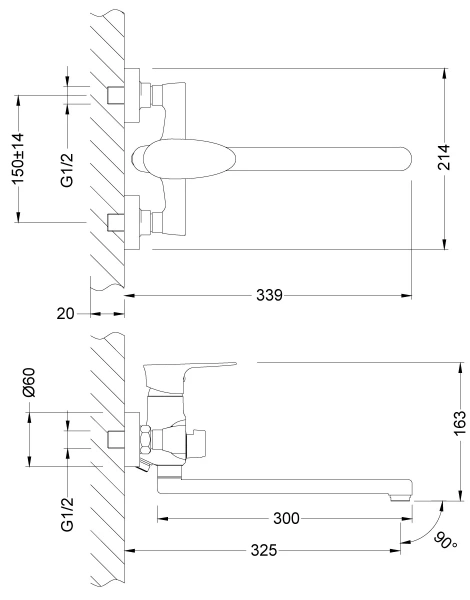 Смеситель для ванны Lemark Nero LM0251C