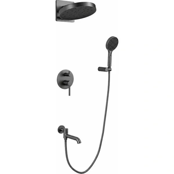 Душевой комплект Gappo G7106-9 296 мм, со смесителем, оружейная сталь