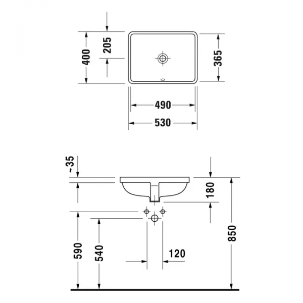 Раковина встраивания Duravit Starck 3 03054900001 49x36,5 см, с покрытием WonderGlis, белый