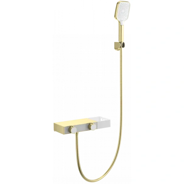 Термостат для ванны Wonzon & Woghand Shelf WW-B2551-BG с душевым гарнитуром, золотой матовый