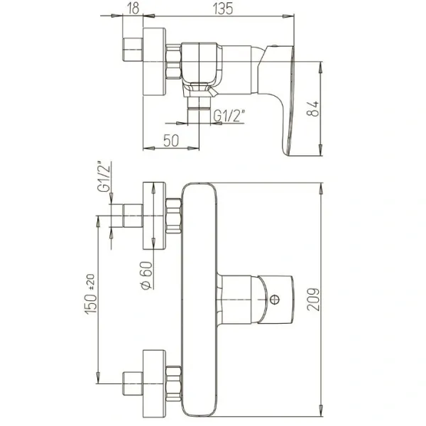 Смеситель для душа Paini Parallel 47CR511LMKM