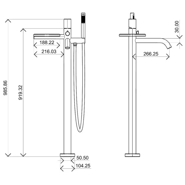 Смеситель напольный для ванны Boheme Stick Touch 129-WCR.2