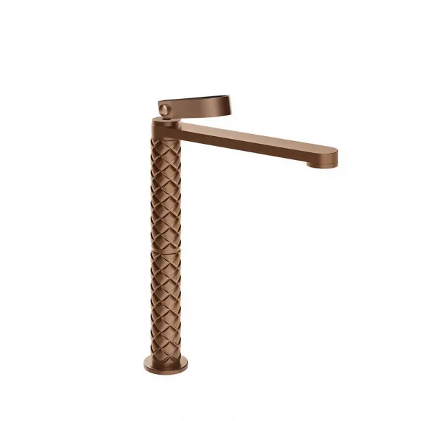 Смеситель для раковины-чаши Gessi Pelle Laccetto, с донным клапаном, с декоративным вентилем 78353#708, медь брашированная PVD