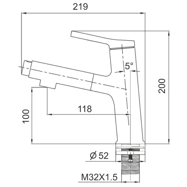 Смеситель для раковины Gappo G1052-76 с выдвижным изливом, черный матовый